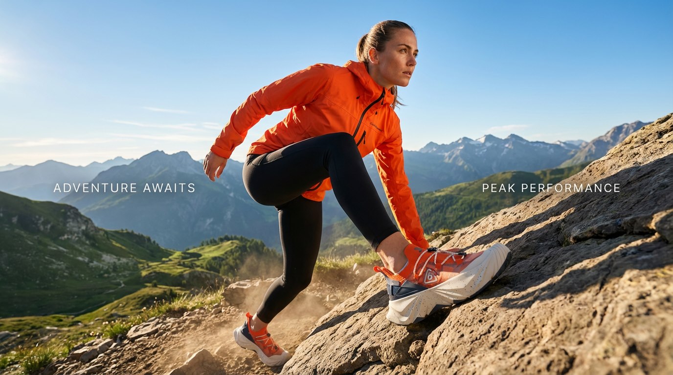 Woman moving through an open landscape in LBIF® outdoor clothing