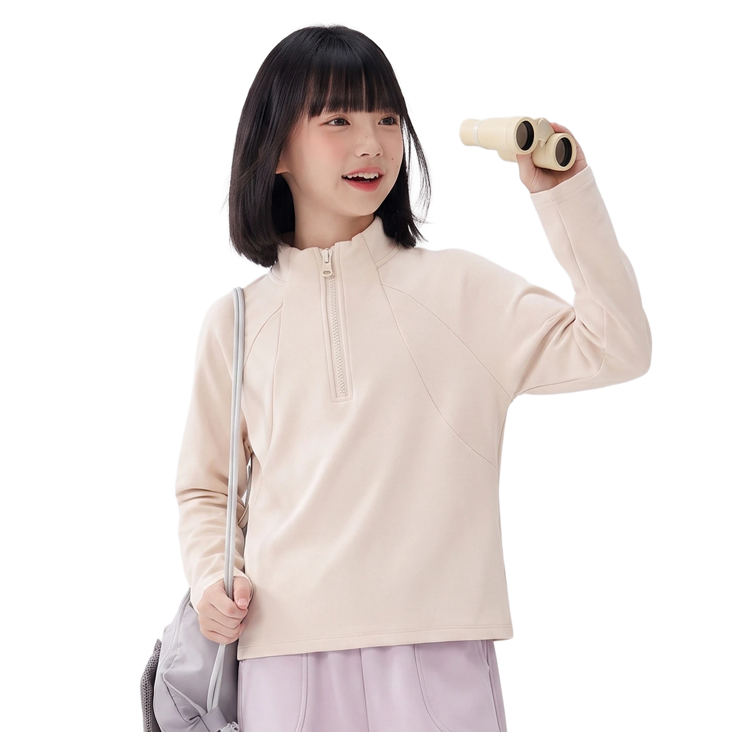 Thermal Half-Zip in Oat cream