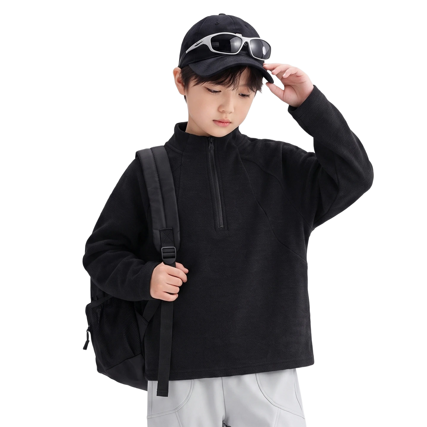Thermal Half-Zip in Carbon black