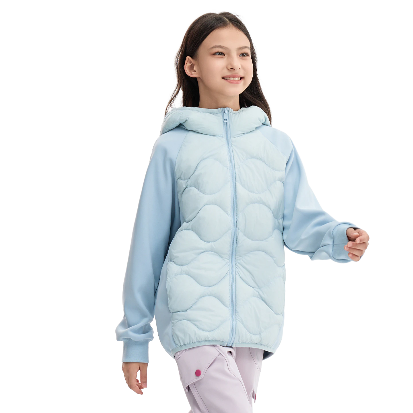 Hooded Down Jacket in Sky blue