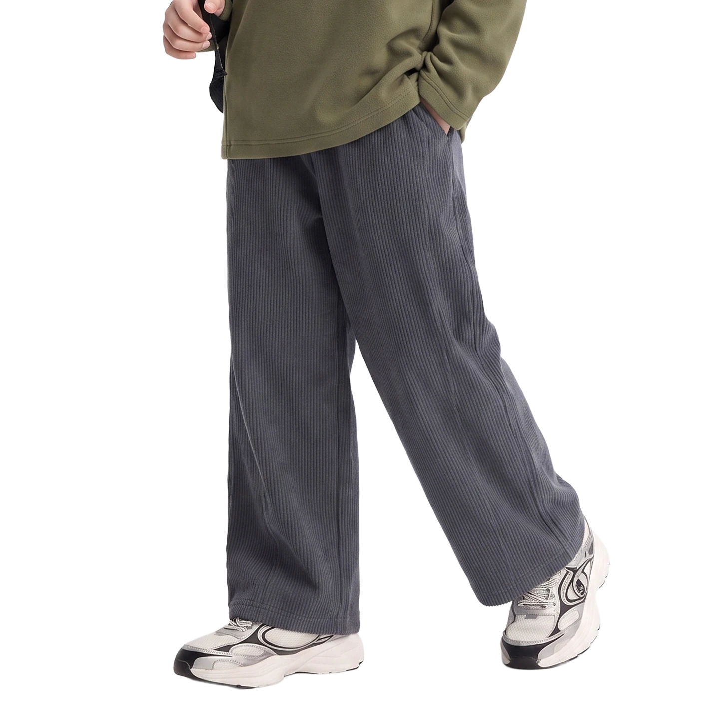 Milk-Silk Wide-Leg Trouser in Granite grey