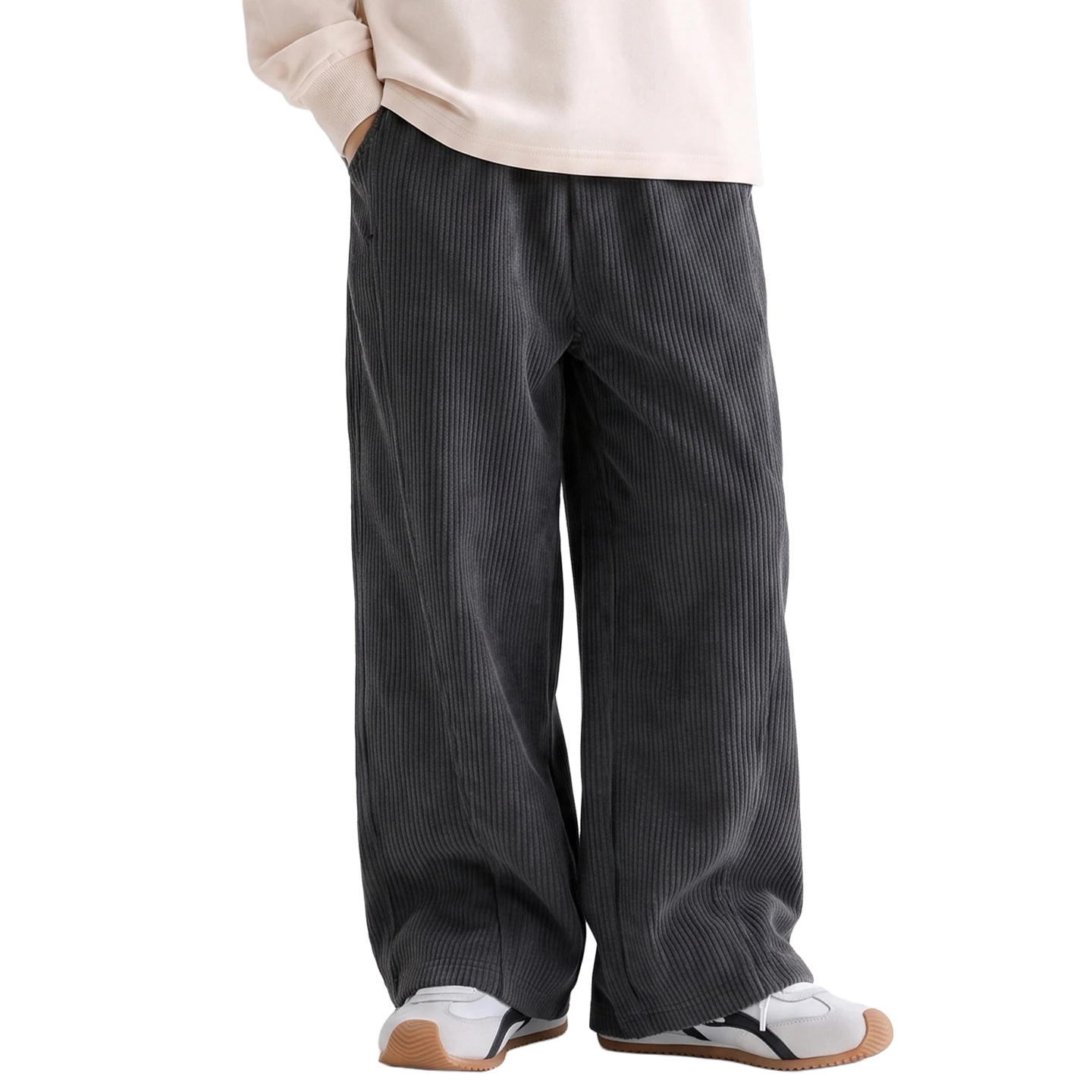 Milk-Silk Wide-Leg Trouser in Carbon black